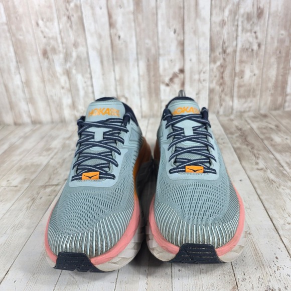 Hoka One One W Bondi 7 Women's Road Running Shoes Sky Blue Orange Pink Sz 9 - Picture 4 of 8